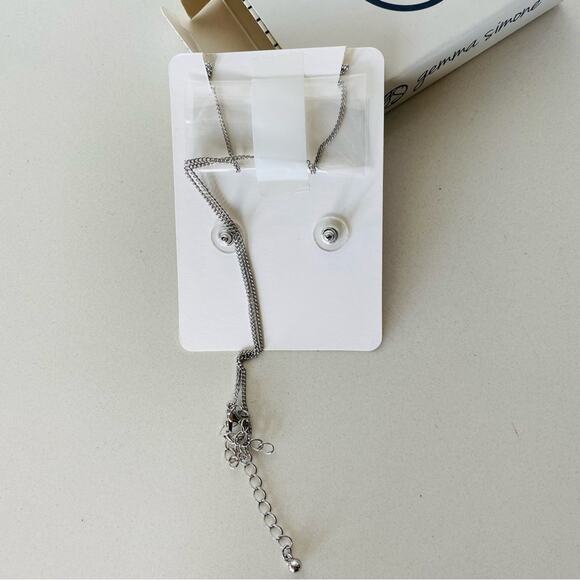 NEW GEMMA SIMONE Silver Black Pendant Necklace Stud Post Earrings Jewelry Set - Picture 4 of 6